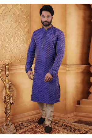 Ink Blue Color Silk Kurta Set